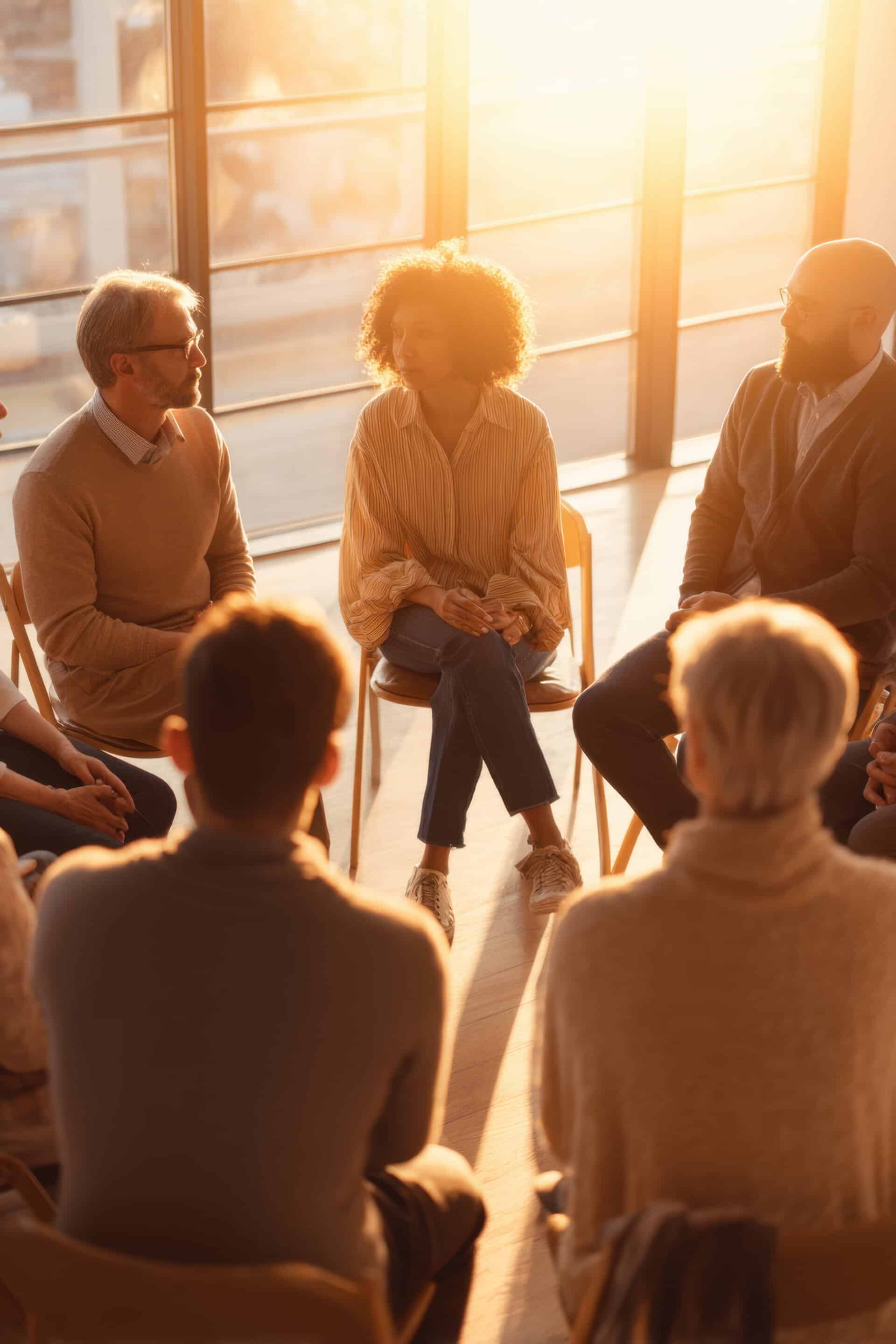 Group of people at drug rehab in south shore, ma